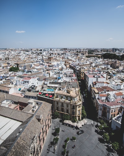 An aerial view urban building during the day

